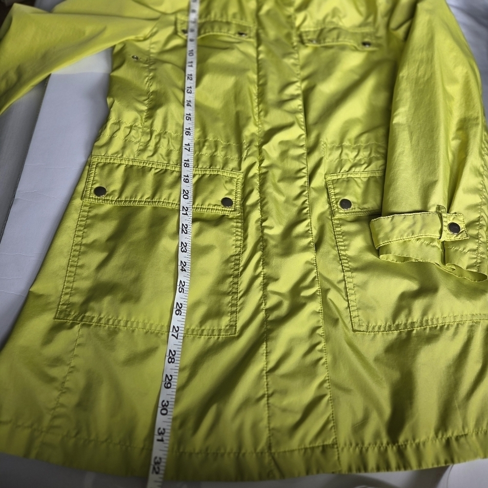 Alfani Lime Green Poly Satin Hidden Hood Utility Jacket. - Picture 8 of 9